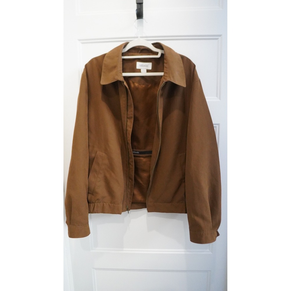 Joseph & Feiss International Mens Large Brown Harrington Jacket Vintage Zip Coat